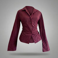 Wine & Lines Flare Blouse